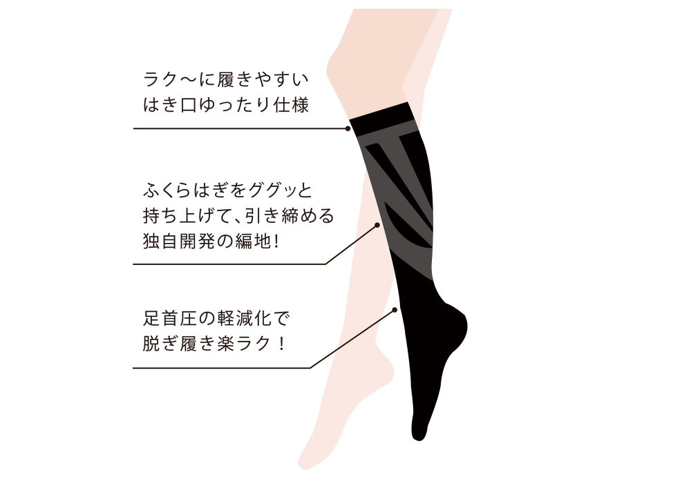 着圧の新発想
ふくらはぎの筋肉を持ち上げる